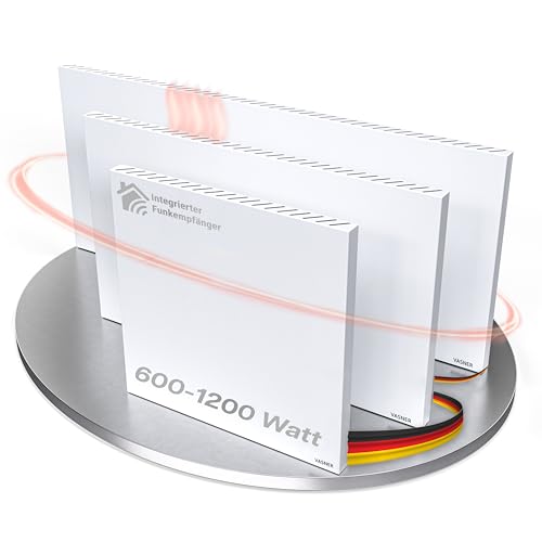 VASNER Konvi RX Funk Infrarotheizung- Elektroheizung Konvektionsheizung inkl. Wandmontage 600- 1200 Watt- Infrarot Wandheizung- Elektrische Heizung- Hybridheizung (900 Watt)
