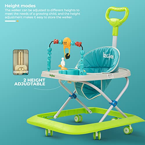 Image of Baybee Nexus Baby Walker for Kids with Parental Push Handle & 2 Height Adjustable, Multi-Function Folding Activity Walker for Baby with Musical Toy Bar | Walker Baby 6-18 Months Boy Girl (Light Green)