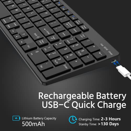 Wireless Keyboard, Bluetooth Keyboard Rechargeable, Bluetooth 5.0 + 2.4G Dual Mode Keyboard With Numeric Pad, Slim Full Size Keyboard For Macbook, Android, Windows, Laptop, Computer, Tablet(Black) #TOP2