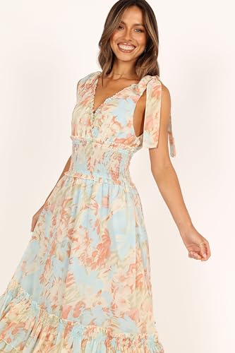 Petal & Pup Christabel Tiered Maxi Dress - Blue Floral M - Thumbnail 2