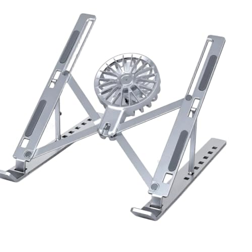 Image of Adjustable Laptop Stand with Detachable Cooling Fan | Foldable Portable Laptop Holder | Adjustable Height & Angle Ergonomic Stand for Laptops, Notebooks & Tablets | Multi Color Notebook Stand
