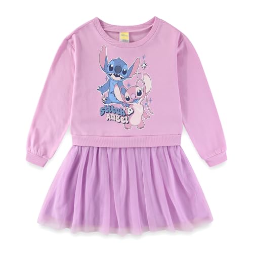 Disney Lilo and Stitch Angel Girls Long Sleeve Tulle Dress for Little Kids to Big Kids