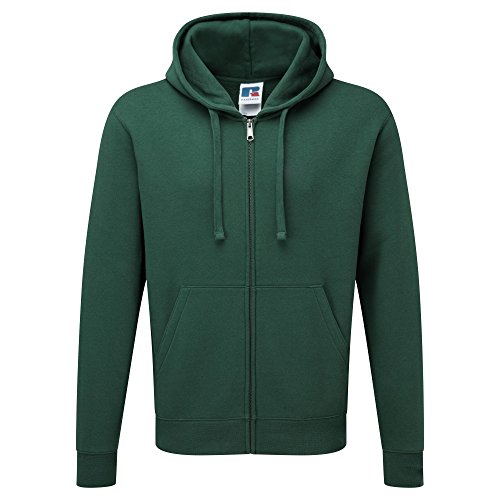 Russell Mens Authentic Full Zip Hooded Sweatshirt/Hoodie (XL) (Bottle Green)