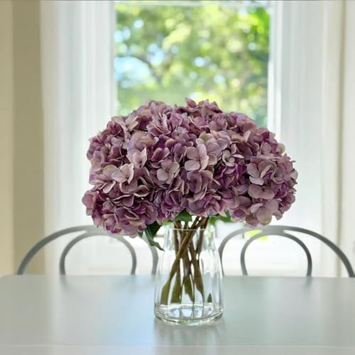 Image of Art Street Artificial Purple Hydrangea Flower Stick for Vases| Faux Flowers| Ideal for Home Decor |Items for Living Room |Christmas Day, New Year Decor| 6 Head Flower|Size: 18 Inch (Set of 1)