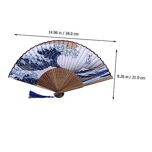 Éventail en bambou rechargeable Cabilock mini ventilateur bleu durable
