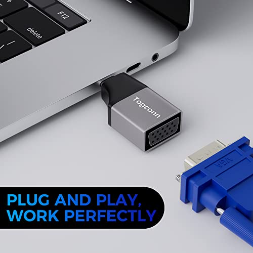 Togconn Usb C To Vga Adapter 1080P@60Hz 3 Pack Portable Type C Male To Vga Female Adapter Converter Compatible With Macbook Pro/Air, Ipad, Dell Xps, Surface Book, Pixelbook And More #TOP2