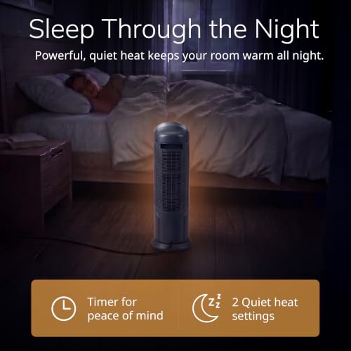 Lasko Oscillating Digital Ceramic Tower Heater for Home with Adjustable Thermostat, Timer and Remote Control, 23 Inches, 1500W, Silver, 755320 - image 7