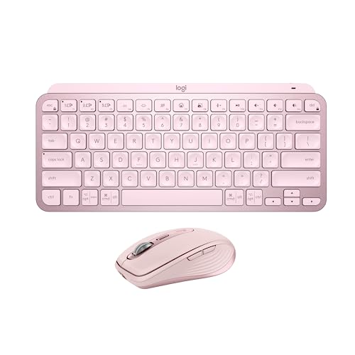 Image of Logitech MX Keys Mini Keyboard + MX Anywhere 3S Wireless Mouse - Fluid Typing, Backlit Keys, Fast Scrolling, USB-C, Bluetooth, Compact, Multi-OS Compatible - Rose