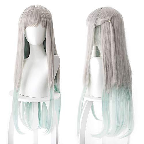 Perruque Nene Yashiro Hanako-Kun dégradé vert et blanc avec filet