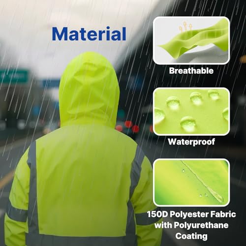 NORTHSKY Hi-Vis Reflective Rain Suit Waterproof Safety Rain Jacket Rain Gear for Men and Women Fishing Outdoor Work Raincoats - Image 4