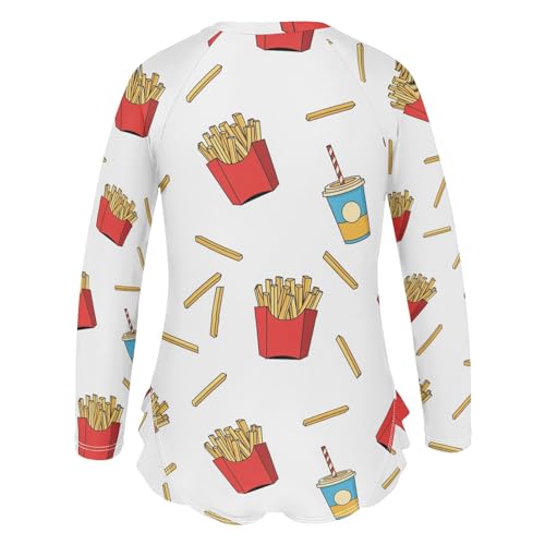 French Fries and Drinks Girls Rash Guard Swimsuits Long Sleeve One Pieces Bathing Suit UPF 50+ Zipper Swimwear3