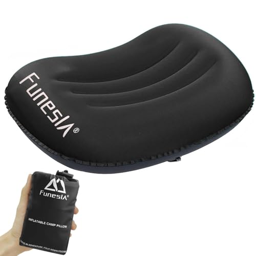 Funesla Camping Pillow Inflatable Compressible Lightweight Inflatable Pillows for Camping Small Inflatable Travel Camping Pillow for Adults Kids Backpacking Hiking Beach-Black
