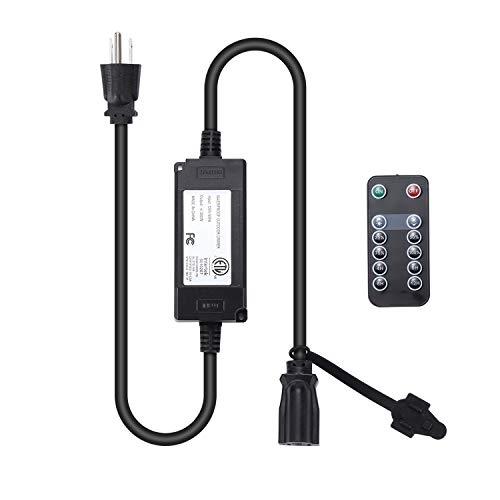 Outdoor Dimmer for String Lights, DGE 300W Wireless RF Remote Control Plug-in Dimmer, Waterproof Dimmer for led bulbs, halogen bulbs or incandescent bulbs, 50FT Distance Remote Control