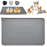 Dog Cat Feeding Mat, Non Slip and Waterproof Silicone Pet Food Mat, Spill Proof Dog Cat Bowl Mats, Washable Pet Placemat Food Bowl Tray for Dogs Cats Pets Keep Floors Clean