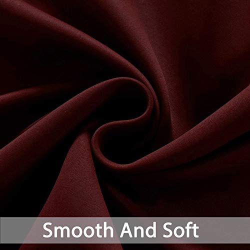 Yakamok Light Blocking Window Blackout Curtains Thermal Insulated Room Darkening Drapes for Bedroom,Solid Grommet Top Window Panels, 52x54 Inch, Burgundy Red, 2 Panels