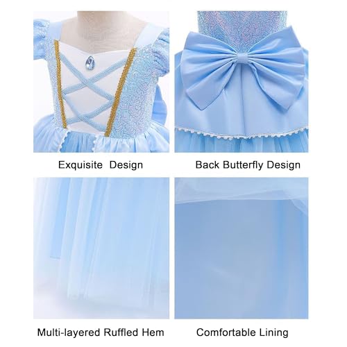 Disfraz completo princesa azul para niñas 9-10 años miniatura 5