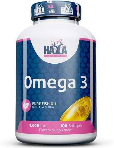 Haya Labs Omega 3, 1000 mg, 100 Softgels, 180 g, 100 count (Pack of 1)