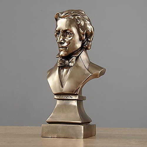 Zksylsm Chopin Bronze Bust Sculpture Ornament,Composer Chopin Resin Statue Crafts,Home Office Music Living Room Piano Tabletop Bookshelf Decoration #TOP5