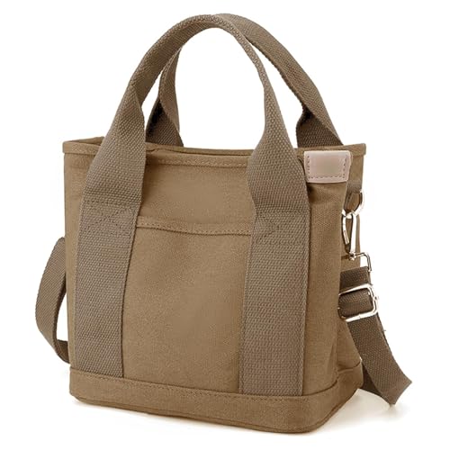 Image of Canvas Tote Bag for Women,Small Totes Bags with Zipper Crossbody Purse with Pockets Large Shoulder Handbag,2 Sizes