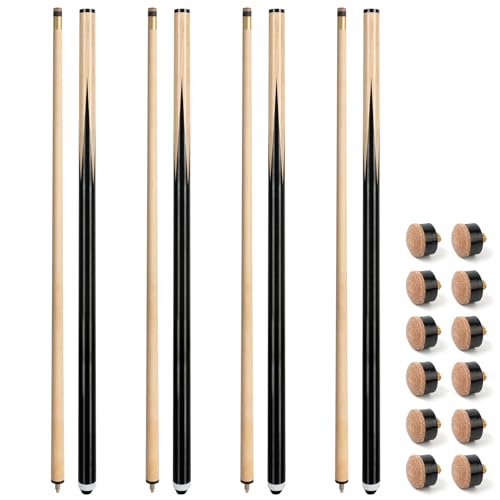 Horse Pool-Queue-Stick, 147,3 cm, 4 Stück, Billard-Queues-Sticks für Profis, Poolsticks für Erwachsene, 590 ml, Hausbar mit 13 mm Leder-Queue-Spitzen zum Anschrauben, 12 Stück