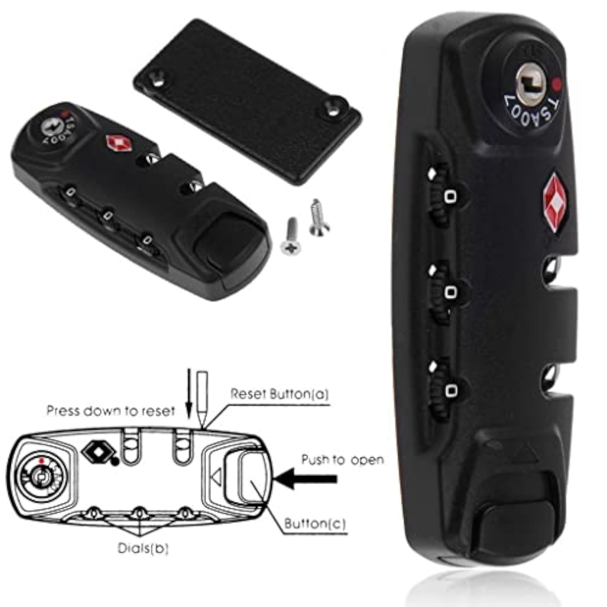 3x TSA Secure Luggage 3 Digit Combination Lock Padlock
