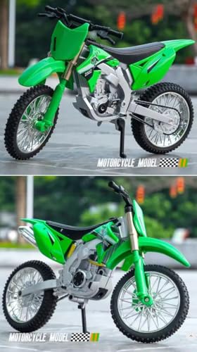 Image of Compatible for 1:12 Kavasaki KX450F Motorcycle DieCast Model, Suspension and Hand Free Roller, Toy Motorcycle Collection with Music Lighting Toy for Kids (Kavasaki KX450F-Green)