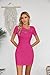 VICHYIE Summer Dress for Women Cutout Short Sleeve Casual Bodycon Slim Fitted Ribbed One Piece Sexy Mini Pencil Dresses Hot Pink M
