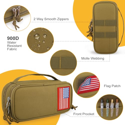 Image of ATRIPACK Tactical Pencil Case for Boy,Large Capacity Pencil Pouch,Marker Organizer Case Pen Box, Tool Bag Desk Organizer for School College Office Organizers for Kids Men Women Adult Teens(Brown)
