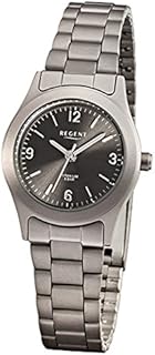 Regent Damen-Armbanduhr Elegant Analog Titan-Armband grau Quarz-Uhr Ziffernblatt anthrazit schwarz URF856
