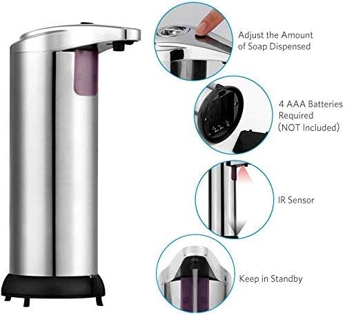 Soap Dispensers (2 Pack), Touchless Automatic Soap Dispenser, Infrared Motion Sensor Stainless Steel Dish Liquid Hands-Free Auto Hand Soap Dispenser