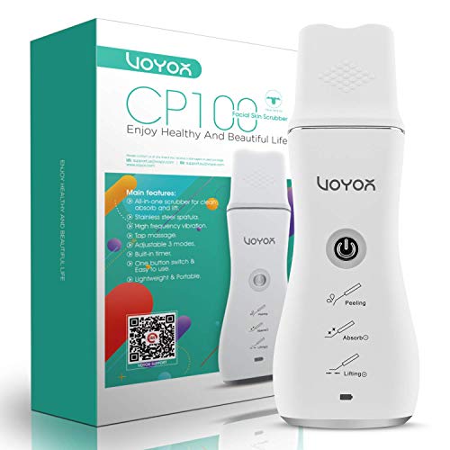 VOYOR Facial Skin Scrubber, Blackhead Remover Facial Pore Cleaner, Face Skin Spatula with 3 Modes, Acne Comedones Extractor CP100 ?White?