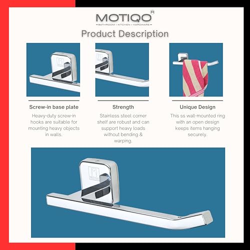 Image of Nova 304 Square Stainless Steel Napkin Road, Napkin Holder, Bathroom Hanger, Towel Hanger for Wash Basin, Towel Ring, Bathroom Accessories-(Nova Road-Set-2)