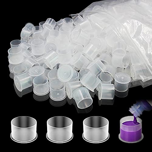 Image of Tattoo Ink Caps 500Pcs Extra Large Ink Caps #20mm | Disposable Tattoo Ink Cups with Base Clear Plastic Pigment Tattoo Caps Container Ink Cups for Tattoo Supplies