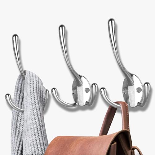 HADWER Wall Mounted Coat Hooks 5 Pack Heavy Duty Black Hardware Robe Hooks Decorative for Single Hanging Coats Towel Cubicle Classroom Kitchen Bath Backpack Hat Hook