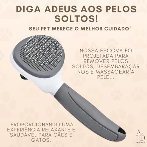 Pente Rasqueadeira Escova Removedora de Pelos para Cães e Gatos Profissionais Cerdas e Aço Massagead