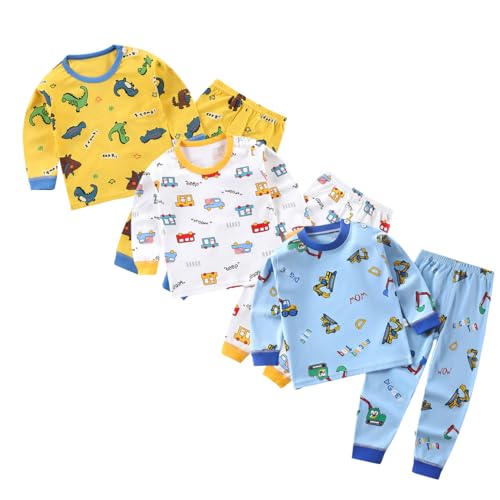 XM-Amigo 3 Juego de Pijamas de algodón de Dibujos Animados para niños Pijama de algodón para bebés Ropa Interior de Cuatro Estaciones Juego para niños (tamaño de la Etiqueta: 90/60) 2 años
