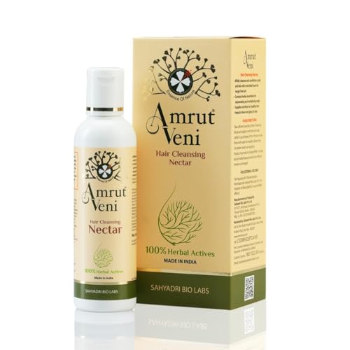 Amrutveni Hair Cleansing Nectar Shampoo – Biotechnologically Engineered with 100% Herbal Actives, Daily Use Formula Without Harsh Surfactants, Protects & Promotes Healthy & Beautiful Hair (50 ML)