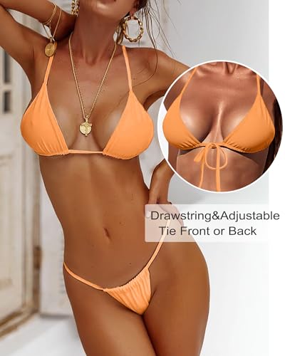 Image of XUNYU Thong Bikini Sets for Women - Brazilian Micro String Bikinis Sexy Two Piece Swimsuit Triangle Top Halter Bathing Suits