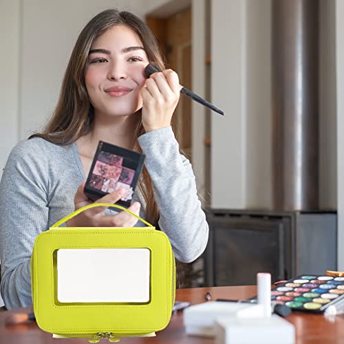 Zhipaiji Clear Makeup Bag Organizer, Portable Travel Toiletry Cosmetic Bag Case For Women, Waterproof Clear Makeup Bag, Heavy Duty Clear Pouch With Zipper With Transparent Windows & Handle, Yellow #TOP3