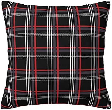 Opaseiro Throw Pillow Case GTI Plaid Tartan Cushion Home Pillowcase Soft Square Cover for Decor Bedroom Living Room Couch 18 X 18 Inch