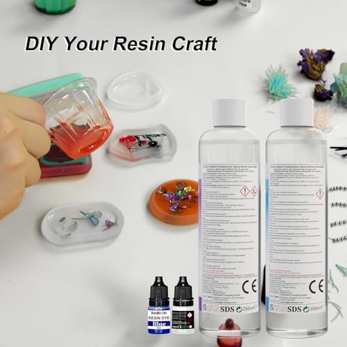 FansArriche Epoxy Resin Kit 500 ml, Resin Starter Kit, Resin Kits for Beginners, Epoxy Resin and Hardener with Key Chains Moulds for Sculpting Moulding & Casting, Art & Craft, Jewelry Making Kit