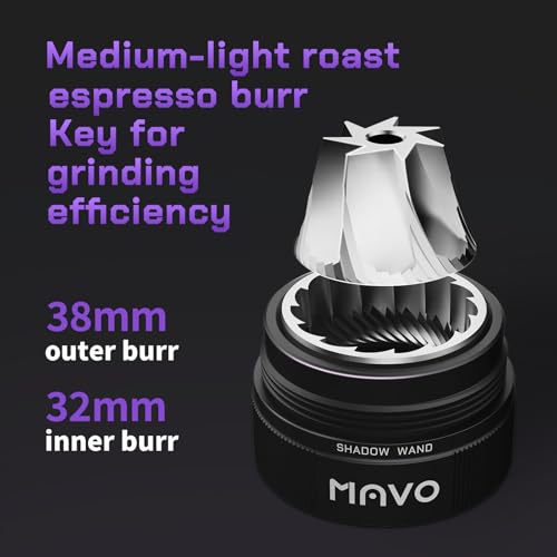 Image of MAVO Manual Coffee Grinder, Shadow Wand Hand Coffee Grinder, Capacity 25g with CNC Stainless Steel Pentagon Conical Burr, Adjustable Setting, Burr Coffee Bean Grinder for Pour Over, Espresso (Silver)