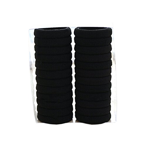 24 PCS Fashion Durable Seamless No-damage Elastics Ponytail Holders, BLACK
