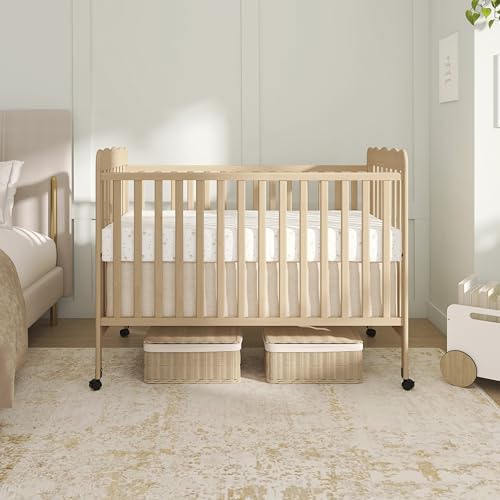 Image of Dream On Me Carson Classic 3-in-1 Convertible Full-Size Baby Crib in Barnwood Natural, GreenGuard Gold & BSA, 4 Mattress Heights, Converts to Day & Toddler Bed, Locking Wheels, Classic Nursery Design