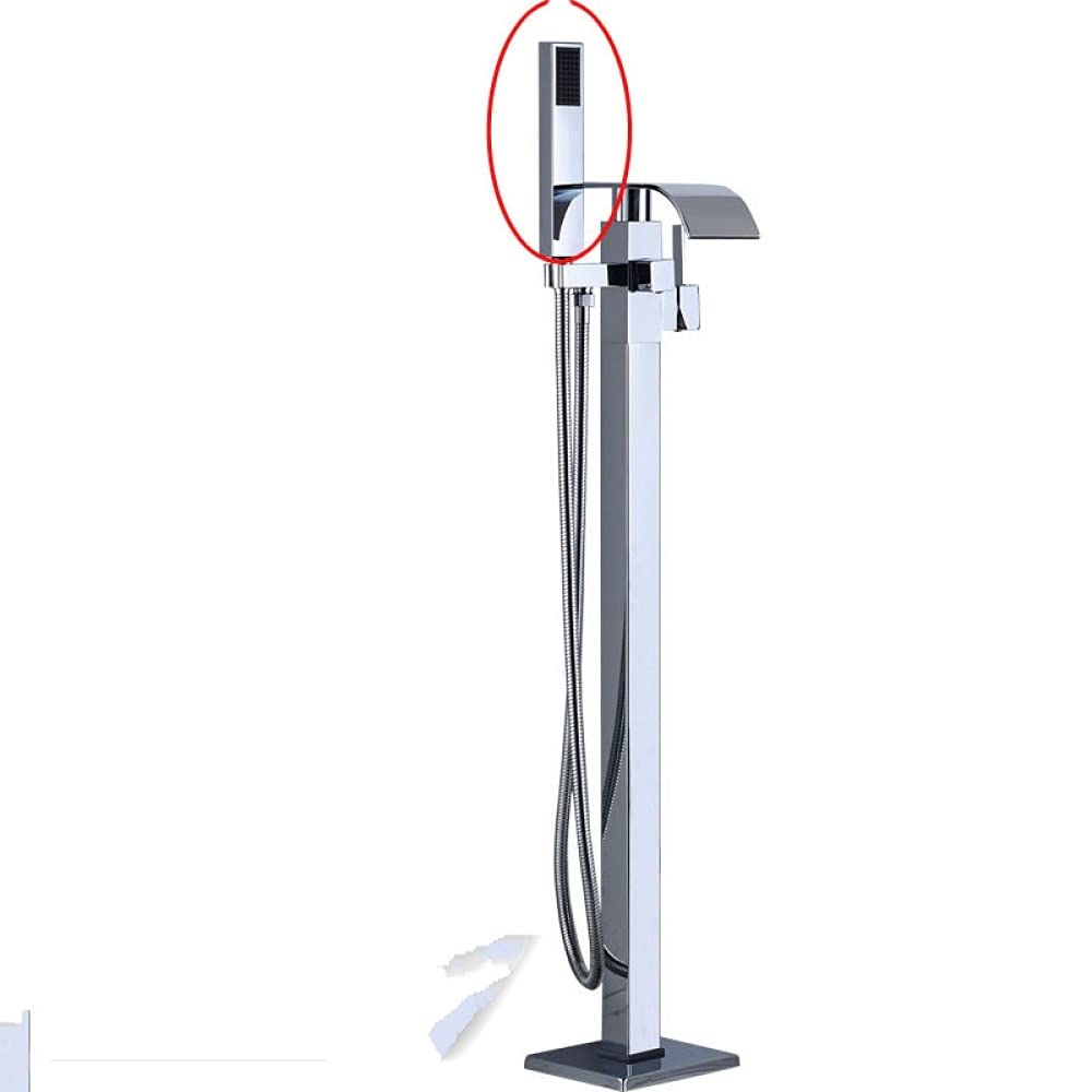 SWENEEN Modern Chrome Finish Floor Mounted Faucet Tap Set With Waterfall Bath Spout Plastic Hand Shower Free Standing Bathtub,Chrome C