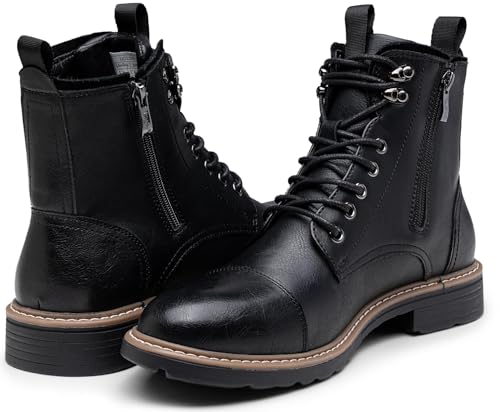 Image of Vostey Mens Boots Motorcycle Casual Boots for Men Zipper Fashion Chukka Boots Mens
