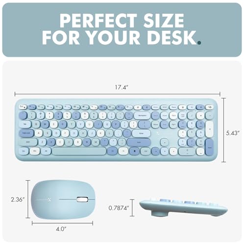 Image of X9 Performance Colorful Keyboard and Mouse Combo - 2.4G Wireless Connectivity - Transform Your Space with Cute Wireless Keyboard and Mouse Set (110 Keys and 18 Shortcuts) - for PC and Chrome - Blue
