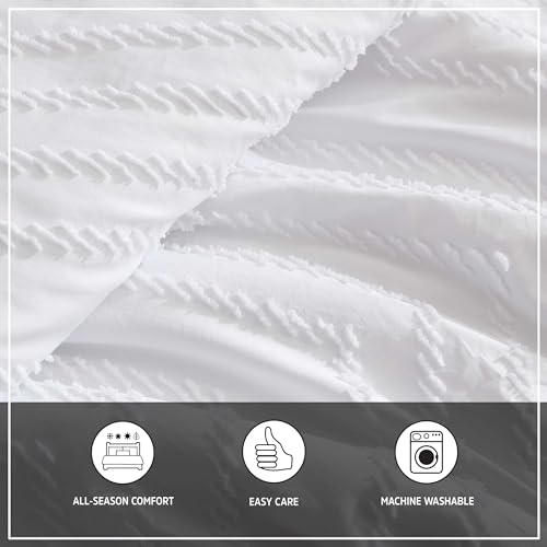 Juego de edredón Queen reversible blanco colcha suave con fundas almohada y manta sofá 7