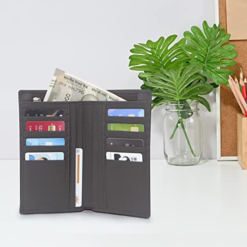 Image of KARA Brown Unisex Genuine Leather Wallet - Hand Purse with 16 Credit Cards Slots - Wallet for Women and Men
