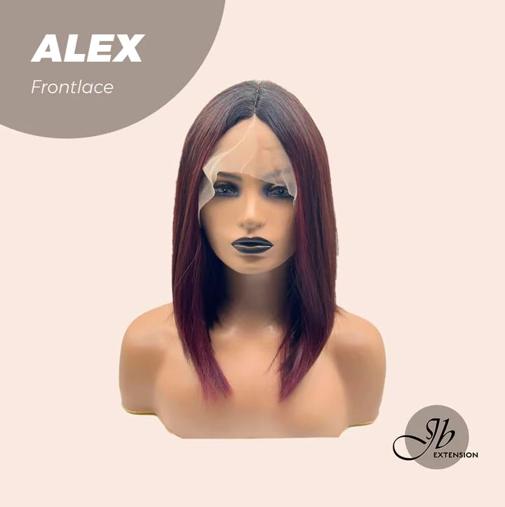 Miniatura 7 de ALEX - Peluca de encaje frontal estilo balayage degradado rojo oscuro para mujer, pelucas sintéticas naturales para uso diario (pelucas de cabello